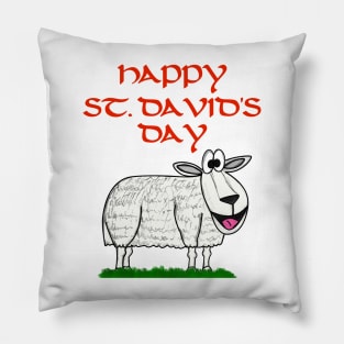 Happy St David's Day Sheep Welsh Wales Funny Pillow