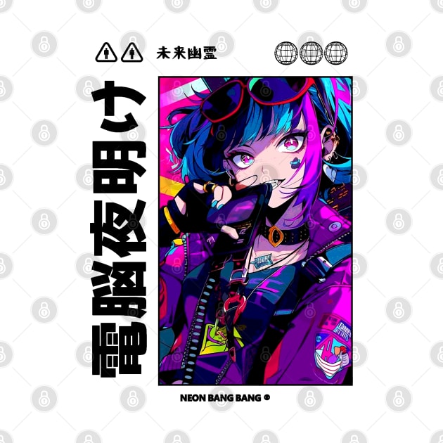 Cyberpunk Vaporwave Anime Manga Girl Japanese Streetwear Aesthetic by Neon Bang Bang