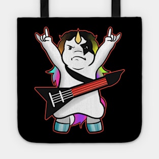 Guitar playing Black Metal Unicorn Tote