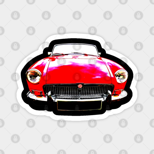 MGB 1970s classic car high contrast red Magnet by soitwouldseem