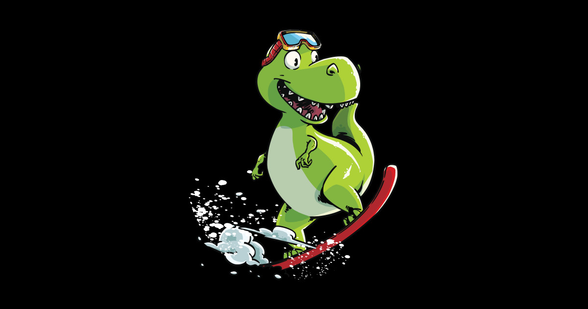 Snowboarding Dinosaur Tyrannosaurus On A Snowboard Snowboarding