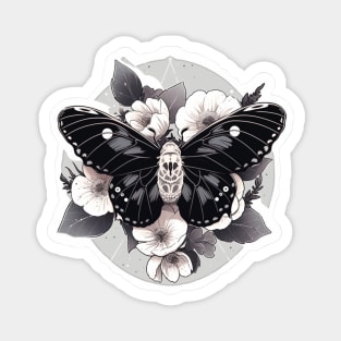 Pastel Goth Floral Moth Magnet