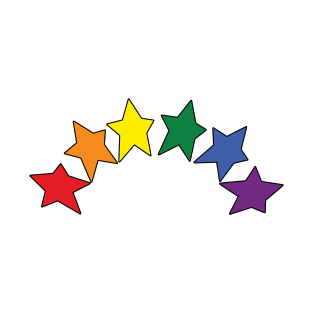 Star Rainbow Pride Graphic Black Line T-Shirt