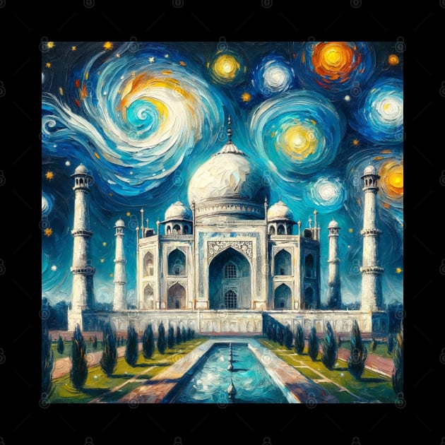 Taj Mahal India Starry Night - Beautiful Iconic Places by Edd Paint Something