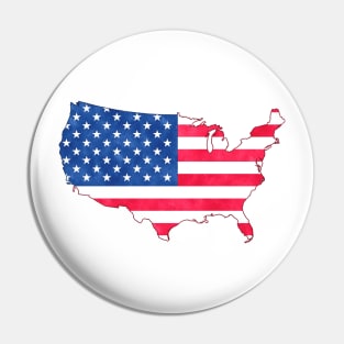 Watercolor American Flag Map Pin