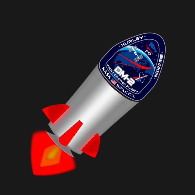 Falcon Space rocket with Spacex NASA DM-2 Mission patch by Adaba