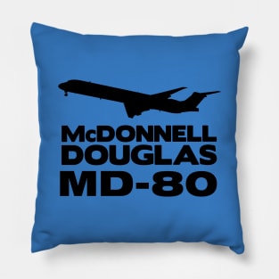 McDonnell Douglas MD-80 Silhouette Print (Black) Pillow