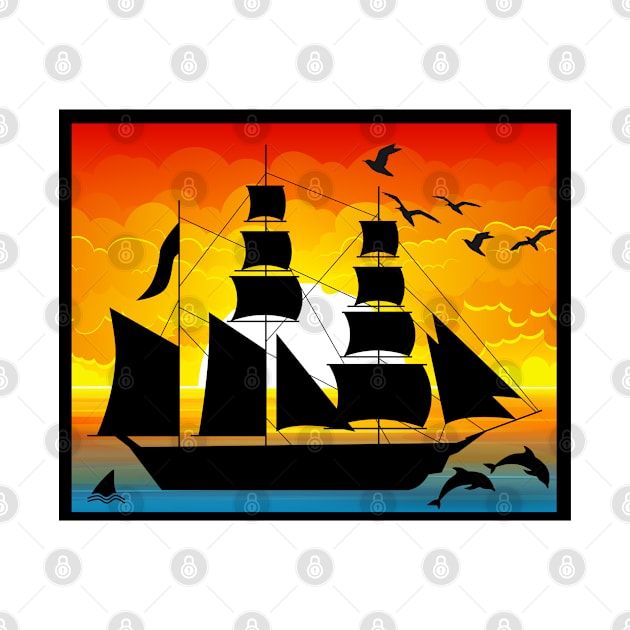 Sailing at sunset by Blue Butterfly Designs 