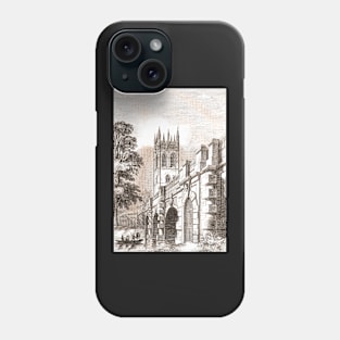 Punting on the River Cherwell, Magdalen Bridge, Oxford, England.  19th Century scene Phone Case