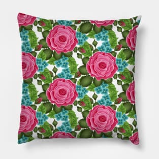 Botanical Rose Pattern Pillow