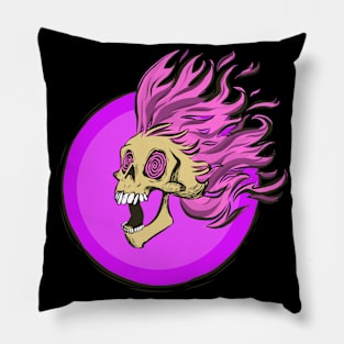 Skull on Fire Pillow