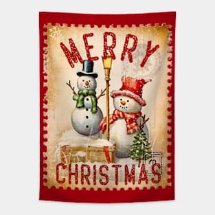 Vintage Christmas Snowmen Tapestry