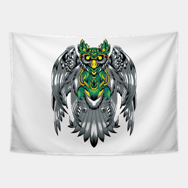 OWL HIGH illustration Tapestry by Hanz