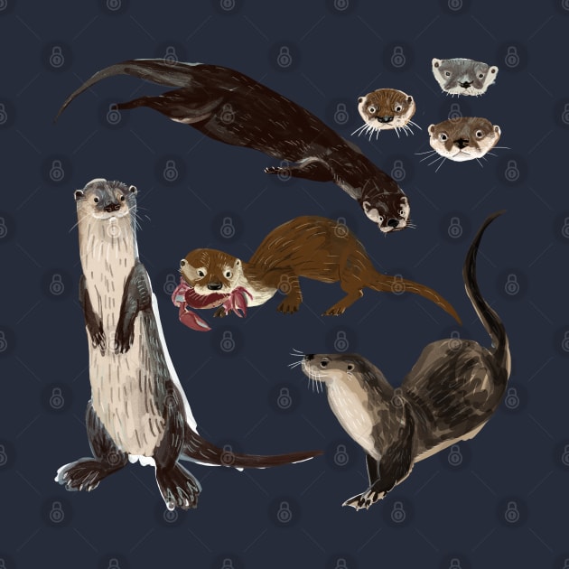 New World otters by belettelepink