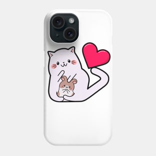 Kawaii style, mouse lovers, Valentine's Day, cute kawaii mice and cats . Phone Case