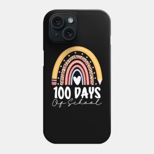 Happy 100Th Day Of School Teacher 100 Days Of School Rainbow Phone Case