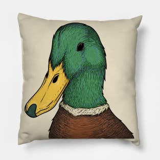 Mallard duck illustration Pillow