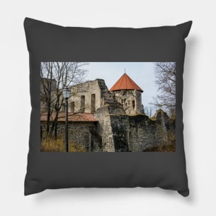 Ruins of medieval castle in Cesis, Latvia Pillow