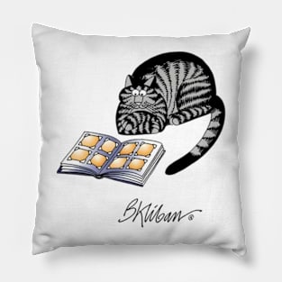 B kliban cat,  cat reading book Pillow