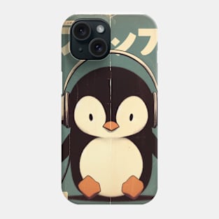 Kawaii Penguin with Retro Headphones Phone Case