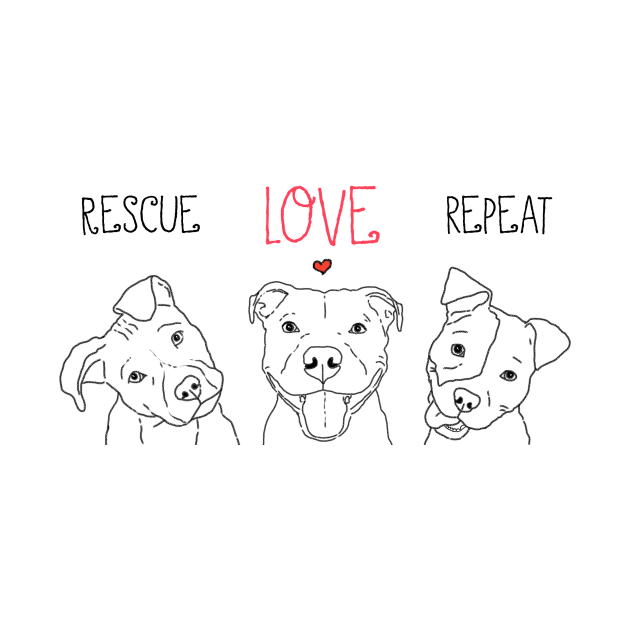 Rescue Love Repeat Dog Pit Bull Drawings, Dog Rescue Pittie by sockdogs