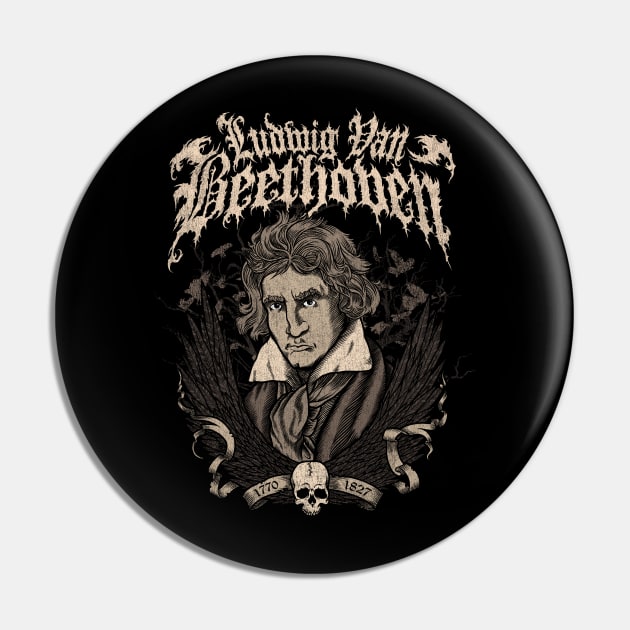 Death Metal Beethoven Pin by scumbugg