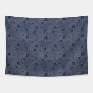 Slate Blue Grunge Flowers and Hearts Pattern Gifts Tapestry