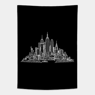 New York Skyline - White Tapestry