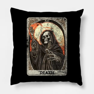 Vintage Death Tarot Card Grim Reaper Occult Satanic Horror Pillow