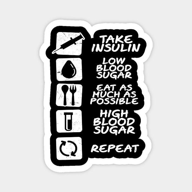 Type 1 Diabetes Shirt | Insulin Eat Repeat Gift Magnet by Gawkclothing