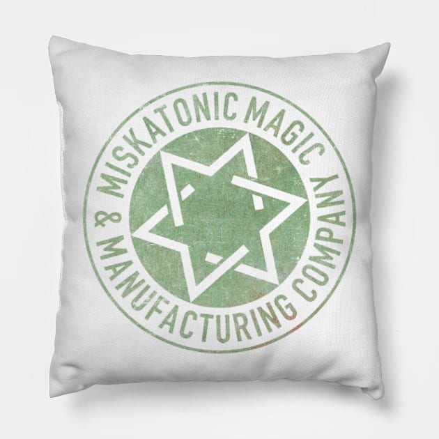 3M : Miskatonic Magic & Manufacturing Company Pillow by BrownWoodRobot