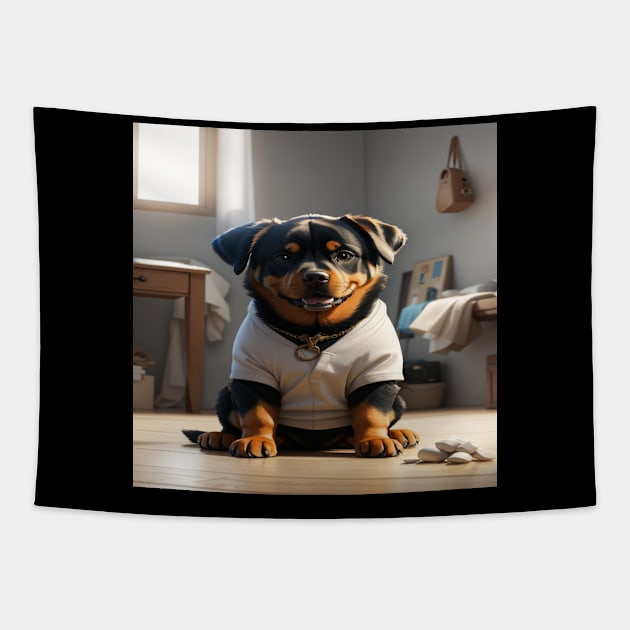 cute Rottweiler Tapestry by MagicHub