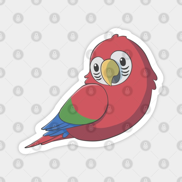 Cute fluffy red and green macaw Magnet by AniBeanz