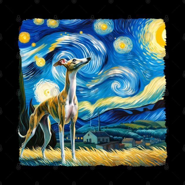 Starry Whippet Dog Portrait - Pet Portrait by starry_night