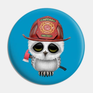 Cute Baby Snowy Owl Firefighter Pin