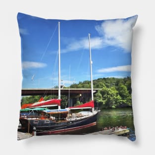 Kingston NY - Colorful Boats on Rondout Creek Pillow