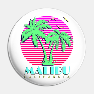 Malibu California Palm Trees Sunset Pin