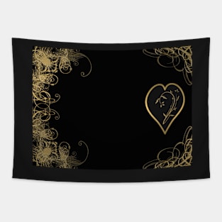 Classic Black and Gold Love Design Tapestry