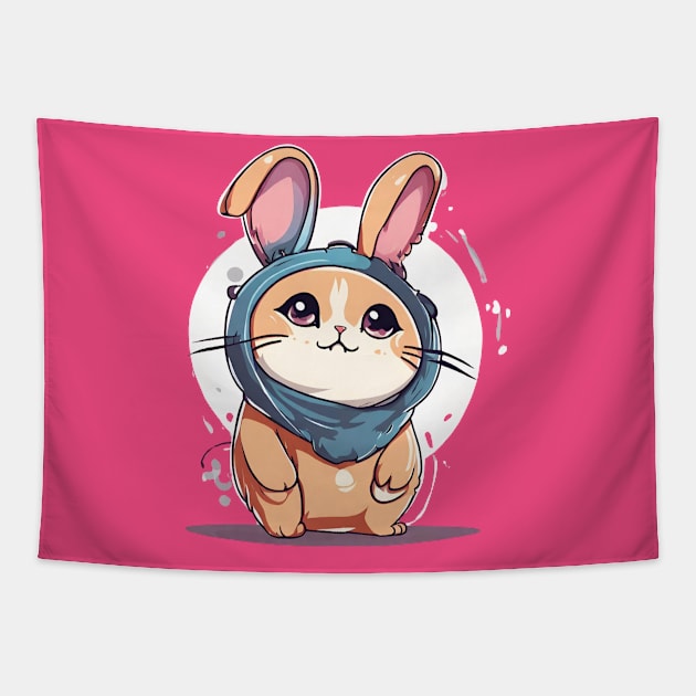 Bunny cat funny Tapestry by Whisky1111