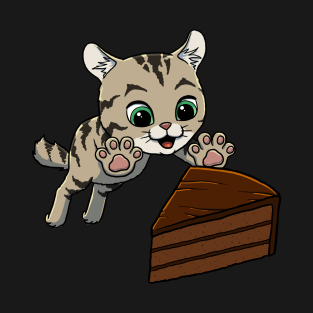 Highlander Cat excited to eat Chocolate Cake T-Shirt