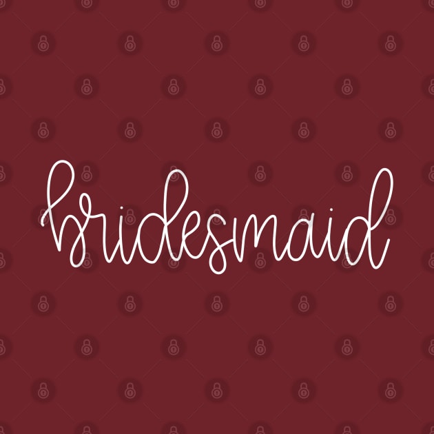 Bridesmaid Gift - White Line Lettering on Burgundy/Maroon by elizabethsdoodles