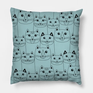 Cats #5 teal Pillow