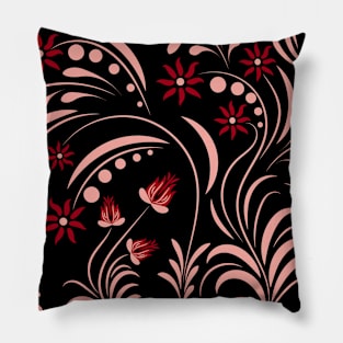 Folk floral print . Flowers abstract art , poster. Pillow