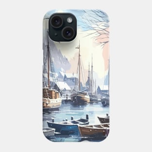 Winter River Boats Phone Case