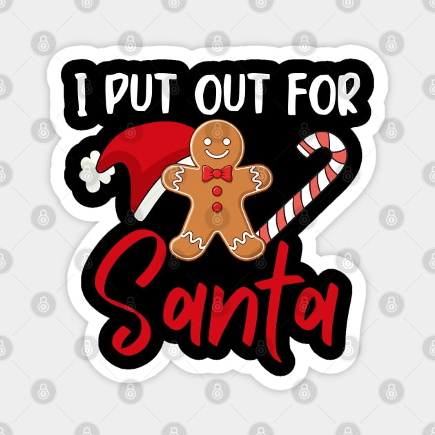 Funny Gingerbread Man With Santa Hat And Candy Cane Christmas Humor Magnet by Creatifly Graphic Tees