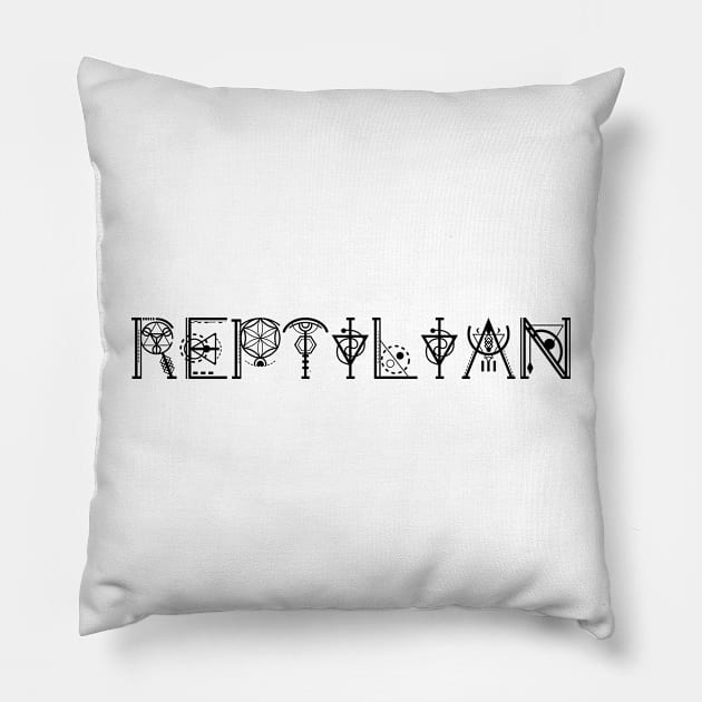 Reptilian Starseed In Ancient Sacred Geometry Text Pillow by BamBam