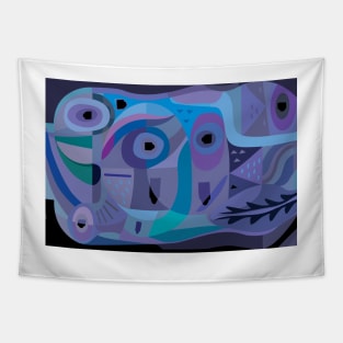 Blue Fish Swimming Tapestry