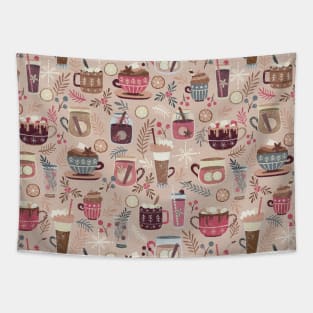 Festive Winter Beverages Tapestry