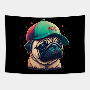 Pug baseball Tapestry