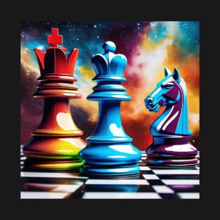 Chessmaster t-shirt picturing colorful Chess Pieces T-Shirt